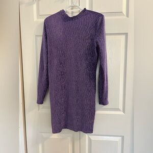 Divided Long Sleeve Purple Dress